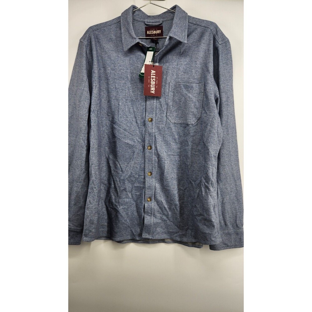 Alesbury Men's Navy‎ Large Mountain Knit Flannel Long Sleeve Shirt NWT